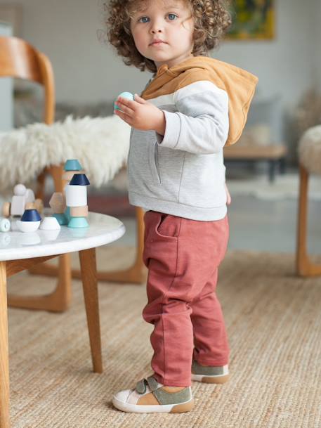 Vest jongensbaby met rits met capuchon blauwgroen+Kaneel - vertbaudet enfant 