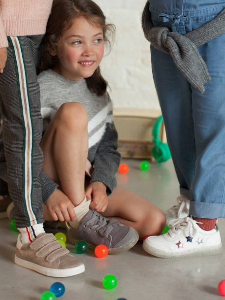 Corduroy sneakers voor meisjes GRIJS - vertbaudet enfant 