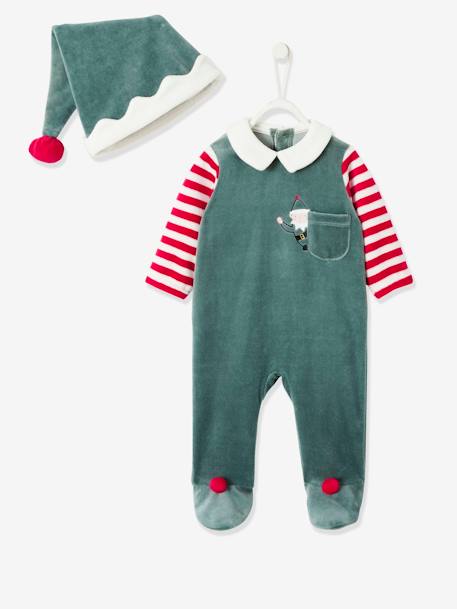 Kerstset pyjama + muts baby unisex dennengroen - vertbaudet enfant 