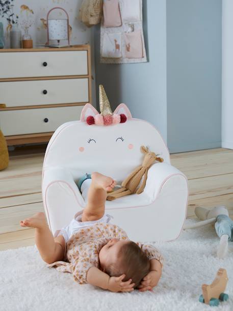 Eenhoornschuim fauteuil, aanpasbaar wit - vertbaudet enfant 