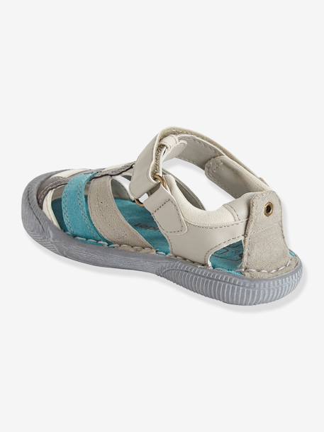 Leren sandalen, speciaal voor kleuterjongens LICHTGRIJS - vertbaudet enfant 