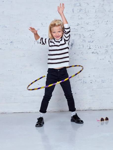 Slim fit jeans Morphologik 'waterless' meisjes heupomtrek SMALL zwart denim - vertbaudet enfant 