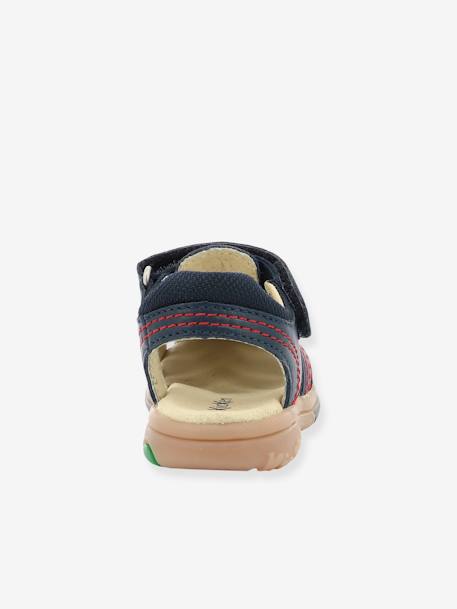 Leren jongenssandalen Platinium KICKERS® camel+marineblauw - vertbaudet enfant 