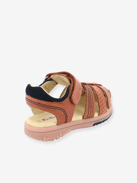 Leren jongenssandalen Platinium KICKERS® camel+marineblauw - vertbaudet enfant 