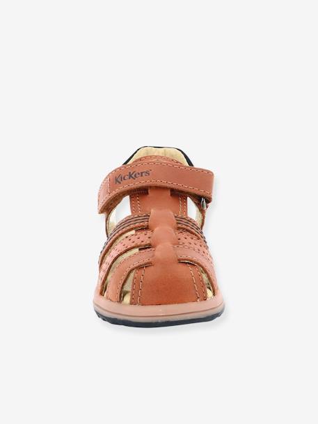 Leren jongenssandalen Platinium KICKERS® camel+marineblauw - vertbaudet enfant 