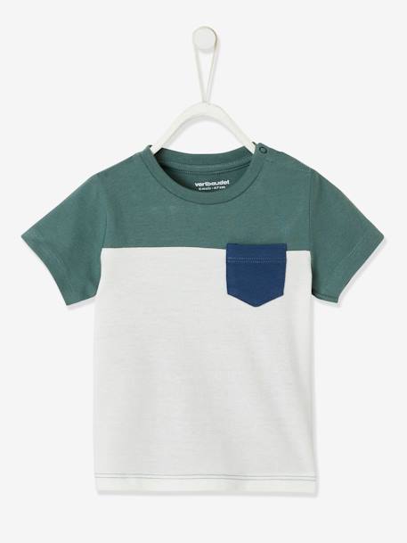 Baby colorblock T-shirt met korte mouwen geel+groengrijs - vertbaudet enfant 