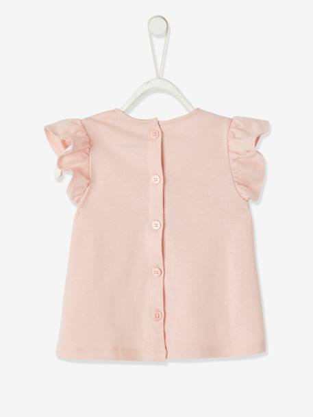 T-shirt met bloemen in reliëf baby ecru+grijsroze - vertbaudet enfant 