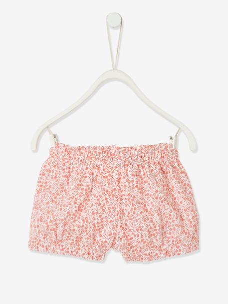 Short voor babymeisje van mesh mosterdgeel bedrukt+saliegroen+wit met print - vertbaudet enfant 