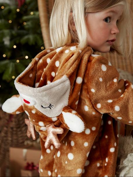 Onesie 'Kerstrendier' meisje pluche-effect Bruin met print - vertbaudet enfant 