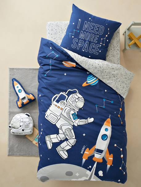 Hoeslaken voor kidneren INTERGALACTIC Lichtgrijs met print - vertbaudet enfant 