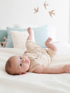 Baby-Salopette, jumpsuit-Jumpsuit babyjongen van geborduurd katoengaas