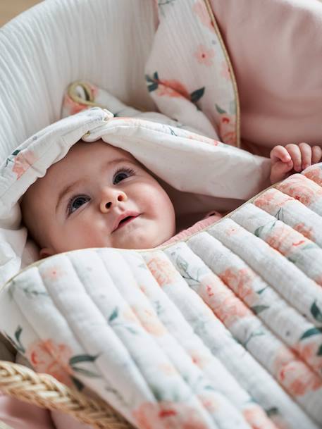 Engelennest van hydrofiel doek ROZENWATER ecru / roze - vertbaudet enfant 