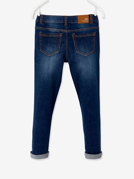 Geborduurde slim fit meisjesjeans MorphologiK 'waterless' heupomtrek MEDIUM onbewerkt denim - vertbaudet enfant 