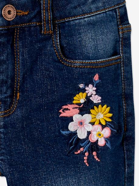 Geborduurde slim fit meisjesjeans MorphologiK 'waterless' heupomtrek MEDIUM onbewerkt denim - vertbaudet enfant 