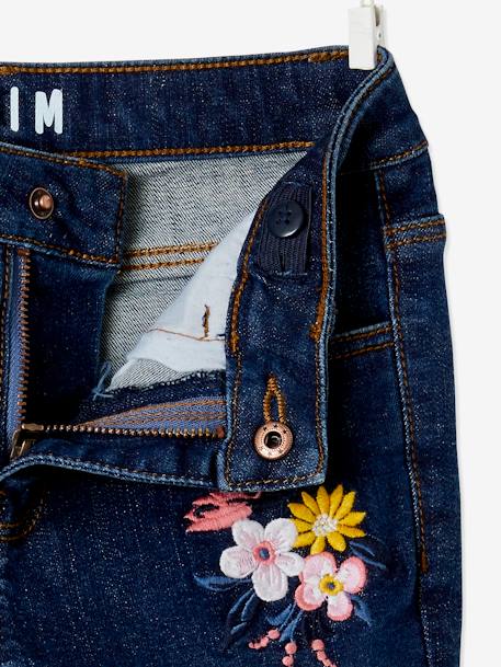 Geborduurde slim fit meisjesjeans MorphologiK 'waterless' heupomtrek MEDIUM onbewerkt denim - vertbaudet enfant 