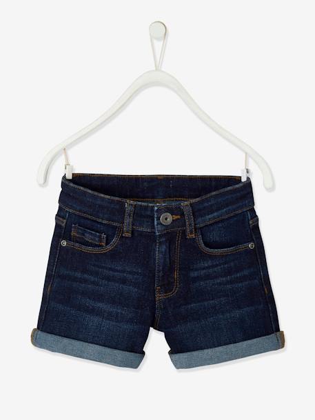 Meisjesshort van spijkerstof met omslag RUW DENIM+stone - vertbaudet enfant 