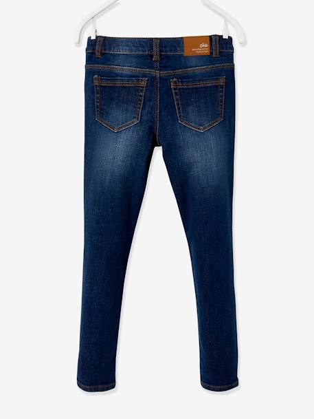 Geborduurde slim fit meisjesjeans MorphologiK 'waterless' heupomtrek MEDIUM onbewerkt denim - vertbaudet enfant 