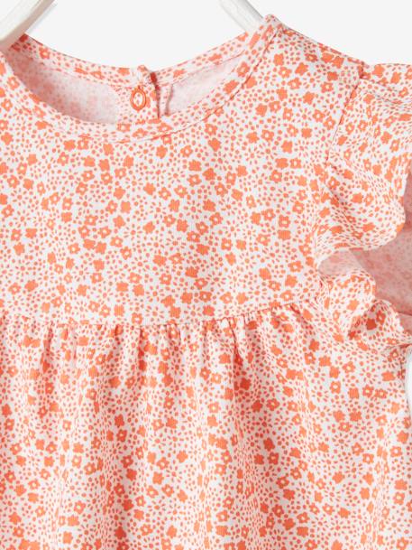 Baby T-shirt met bloemenprint marineblauw met print+oranje met print+turquoiseblauw - vertbaudet enfant 