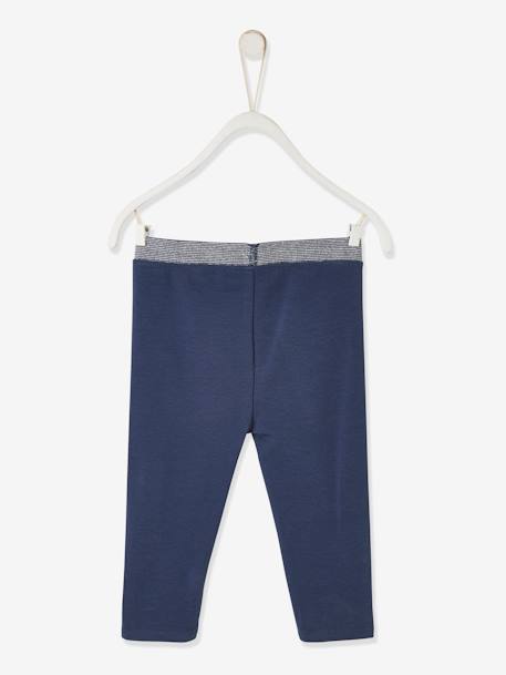 Legging babymeisje met riem met pailletten abrikoos+marineblauw - vertbaudet enfant 