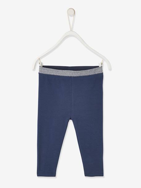 Legging babymeisje met riem met pailletten abrikoos+marineblauw - vertbaudet enfant 