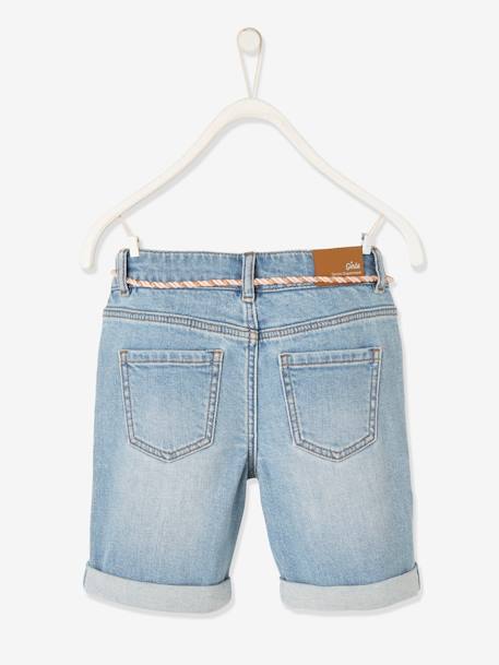 Bermuda jeans voor meisjes met geborduurde bloemen double stone - vertbaudet enfant 