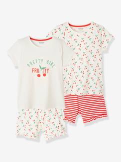 Meisje-Pyjama, surpyjama-Set met 2 pyjama's kersen