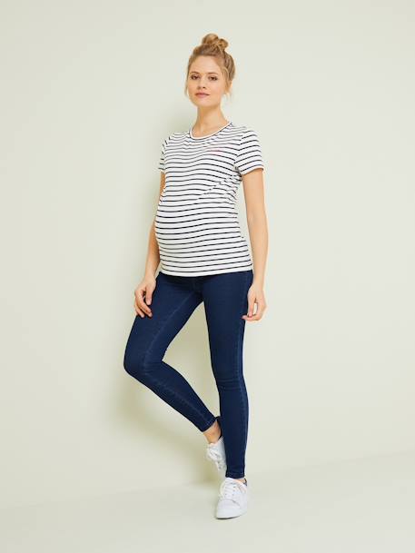 Naadloze zwangerschapstregging met jeanseffect GRIJS - cf swatch+Licht denim+Onbewerkt denim - vertbaudet enfant 