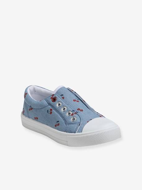 Stoffen elastische sneakers voor meisjes hemelsblauw+Kersenblauw - vertbaudet enfant 