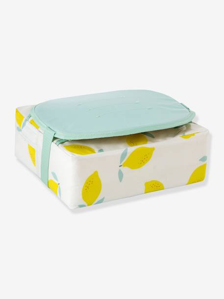 Stoelverhoger Easy up BABY TO LOVE GESTREEPT BLAUW+GRIJS MET STERREN+HAPPY LEMON - vertbaudet enfant 