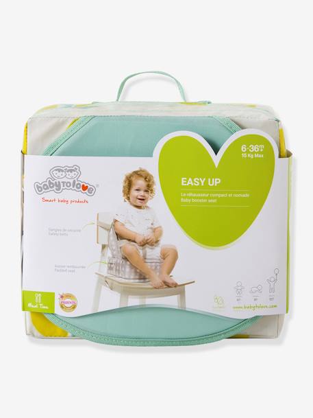 Stoelverhoger Easy up BABY TO LOVE GESTREEPT BLAUW+GRIJS MET STERREN+HAPPY LEMON - vertbaudet enfant 