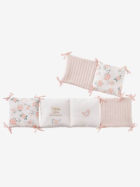 Modulaire bedbumper/veranderbare boxrand EAU DE ROSE ecru / roze - vertbaudet enfant 