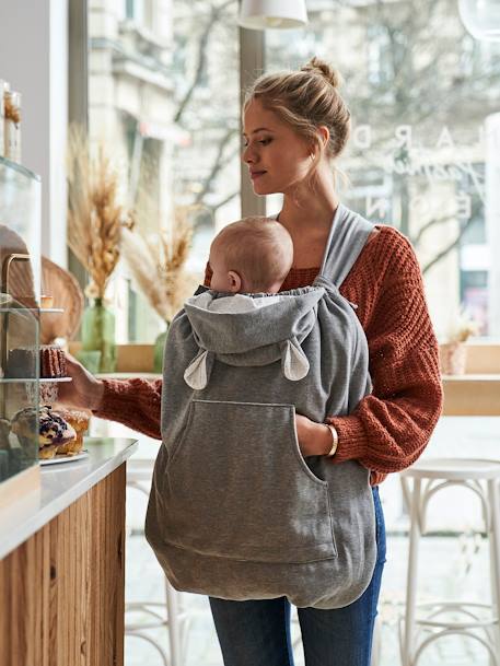 Beschermhoes baby-draagzak van molton grijs gechineerd - vertbaudet enfant 