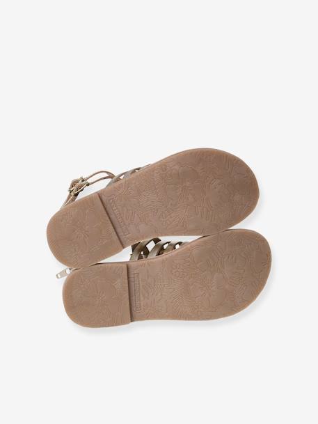 Hoge leren sandalen voor meisjes goud+MEERKLEURIG ZILVER+ZWART - vertbaudet enfant 