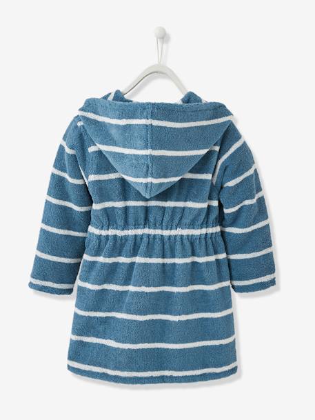 Personaliseerbare gestreepte kinderbadjas met capuchon Oeko-Tex® blauw/wit - vertbaudet enfant 