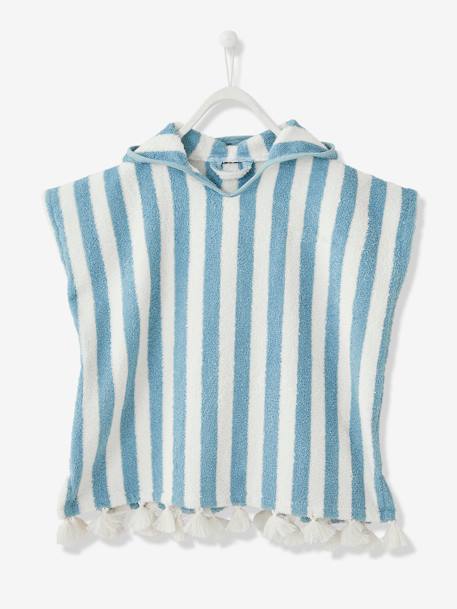 Personaliseerbare gestreepte baby-badponcho blauw+geel, gestreept+groen+roze - vertbaudet enfant 