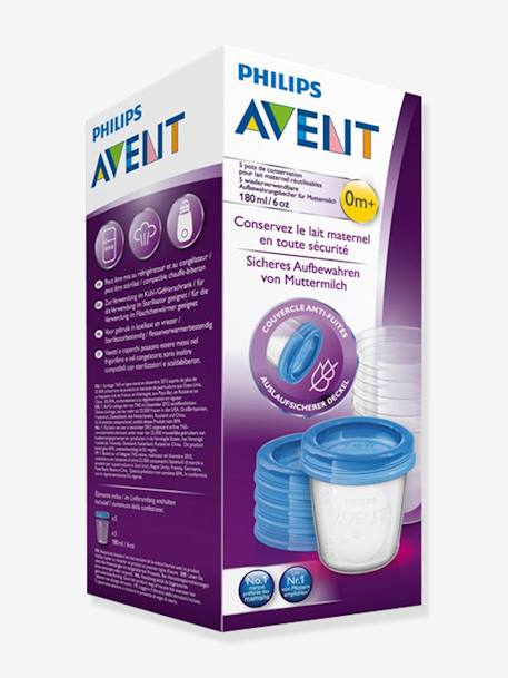 Set van 5 Philips AVENT-bewaarpotten voor moedermelk Transparant - vertbaudet enfant 