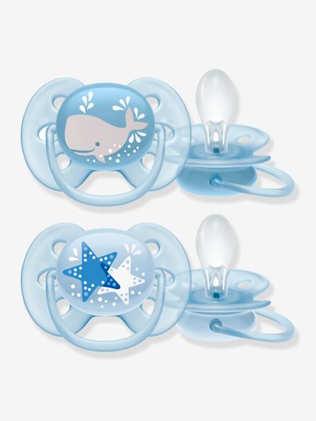 Set met 2 zachte Philips AVENT zachte fopspenen 2de leeftijd WALVIS/STER - vertbaudet enfant 