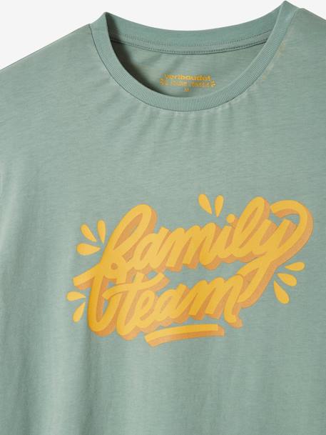 Heren-T-shirt Family team capsulecollectie vertbaudet en Studio Jonesie in biologisch katoen lindegroen - vertbaudet enfant 