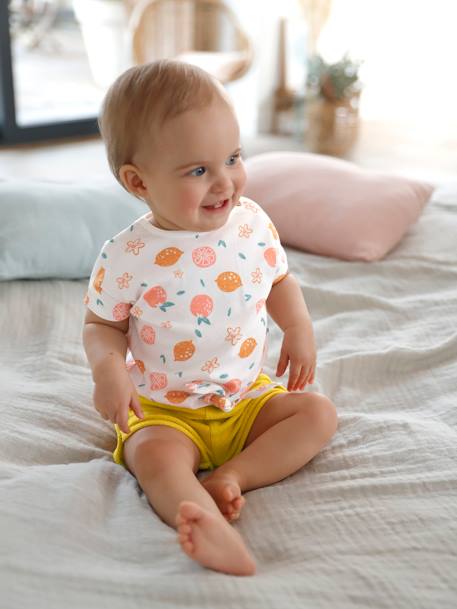 Set van 4 badstof shorts voor baby's safraangele set - vertbaudet enfant 