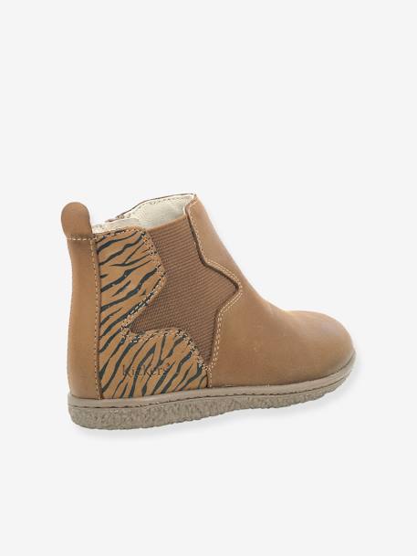 Meisjeslaarsjes Vermillon KICKERS® gelakt zwart+kameel zebra+metallic marineblauw - vertbaudet enfant 