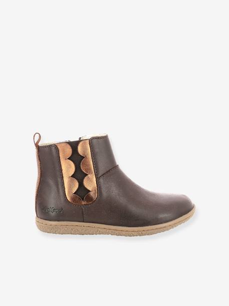 Laarsjes Vetudi KICKERS® voor meisjes bronsbruin+camel goud+metallic marineblauw - vertbaudet enfant 