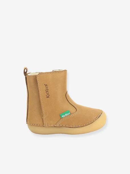 Leren laarzen Socool Cho KICKERS® 1e stappen voor jongensbaby's camelkleurig+marineblauw - vertbaudet enfant 