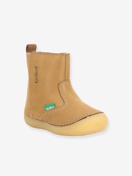 Leren laarzen Socool Cho KICKERS® 1e stappen voor jongensbaby's camelkleurig+marineblauw - vertbaudet enfant 