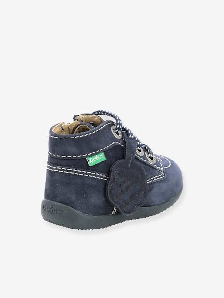 Leren laarsjes jongensbaby Bonzip 2 KICKERS® 1e stapjes marineblauw - vertbaudet enfant 