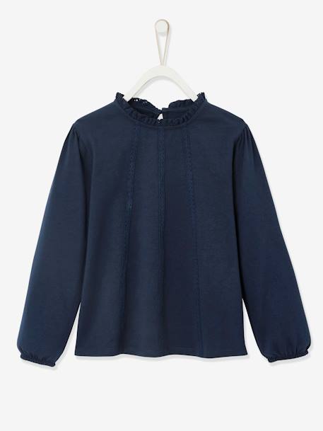 Oeko-Tex® Macramé Details Meisjesblouse T-shirt groen+marineblauw - vertbaudet enfant 