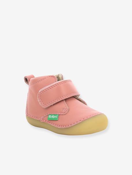 Leren meisjeslaarzen Sabio KICKERS® 1e babystapjes oudroze - vertbaudet enfant 