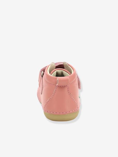 Leren meisjeslaarzen Sabio KICKERS® 1e babystapjes oudroze - vertbaudet enfant 