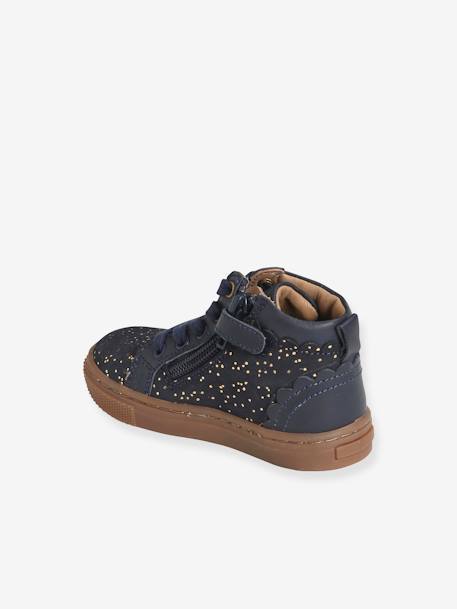 Hoge leren sneakers voor meisjesbaby marineblauw - vertbaudet enfant 