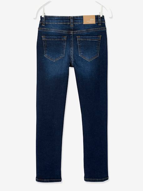 Slim fit meisjesjeans Morphologik 'waterless' heupomtrek LARGE met gebruikssporen DENIM GREY+Onbewerkt+VERWASSEN DONKERBLAUW+zwart denim - vertbaudet enfant 