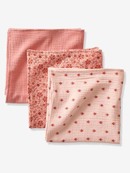 Set van 3 doeken van katoengaas HAPPY BOHÈME Oeko-Tex® roze - vertbaudet enfant 